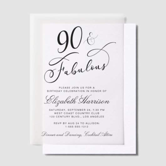 Invitations En Vélin Elégante fête du 90e anniversaire (Compenser)