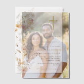 Invitations En Vélin Élégante fille Fleur sauvage première sainte commu (Décalage (Couple))