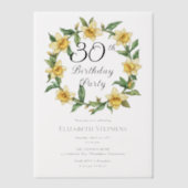 Invitations En Vélin Élégante jonquille jaune 30e anniversaire floral (Recto)