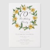 Invitations En Vélin Élégante jonquille jaune Floral 70e anniversaire (Recto)