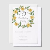Invitations En Vélin Élégante jonquille jaune Floral 70e anniversaire (Compenser)
