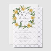 Invitations En Vélin Élégante jonquille jaune Floral 90e anniversaire (Décalage (Invitation))