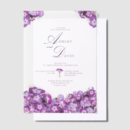 Invitations En Vélin Elégante Lilac Flowers Mariage chic (Compenser)