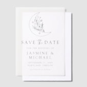 Invitations En Vélin Élégante Lune botanique et étoiles Enregistrer la  (Compenser)
