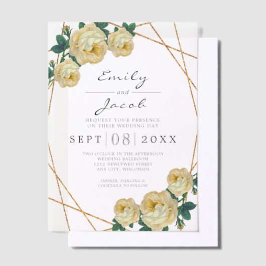 Invitations En Vélin Elégante Parties scintillant or Mariage géométriqu (Compenser)