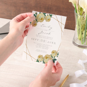Invitations En Vélin Elégante Parties scintillant or Mariage géométriqu