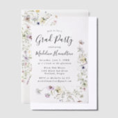 Invitations En Vélin Élégante subtile Fleur sauvage fête de graduation (Compenser)