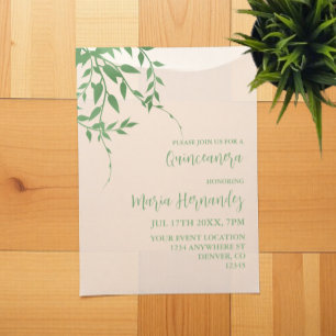 Invitations En Vélin Elégante verdure Quinceañera