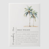 Invitations En Vélin Élégantes Palmiers Minimaux Tropical Fête de Maria (Recto)
