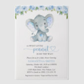 Invitations En Vélin Eléphant, Fleurs d'aquarelle bleue, Baby shower (Recto)