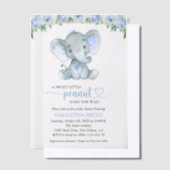 Invitations En Vélin Eléphant, Fleurs d'aquarelle bleue, Baby shower (Compenser)