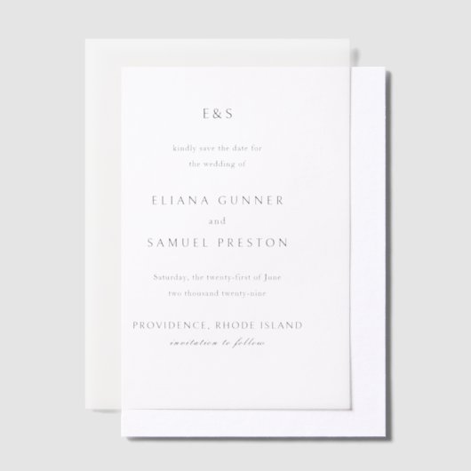 Invitations En Vélin Eliana Monogram Mariage classique Enregistrer la d (Compenser)