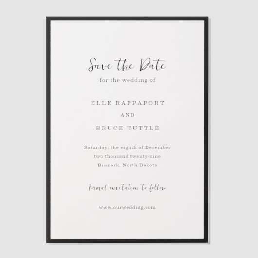 Invitations En Vélin Elle Simple mariage moderne Enregistrer la date (Recto)