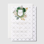 Invitations En Vélin Emerald Green Floral Crest Mariage (Décalage (Invitation))