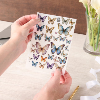 Invitations En Vélin ensemble papillon à l'aquarelle pour découpe minut