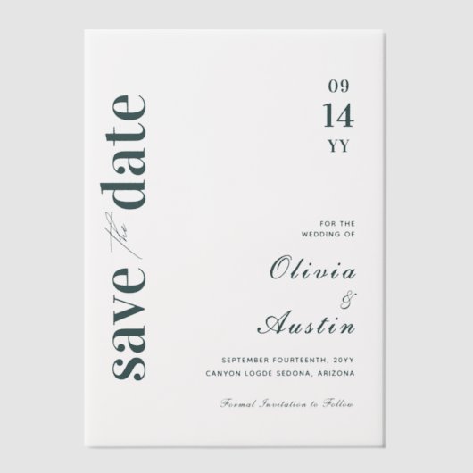 Invitations En Vélin Épinette Limed Moderne Mariage minimal Enregistrer (Recto)