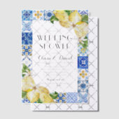 Invitations En Vélin Été Positano Carreaux Bleus Citron Wedding shower (Décalage (Invitation))