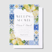 Invitations En Vélin Été Positano Carreaux Bleus Citron Wedding shower (Compenser)