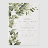 Invitations En Vélin Eucalyptus Vert Feuille Mariage moderne (Recto)