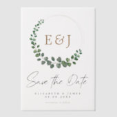 Invitations En Vélin Eucalyptus Wreath Sage Vert & Or Enregistrer La Da (Recto)