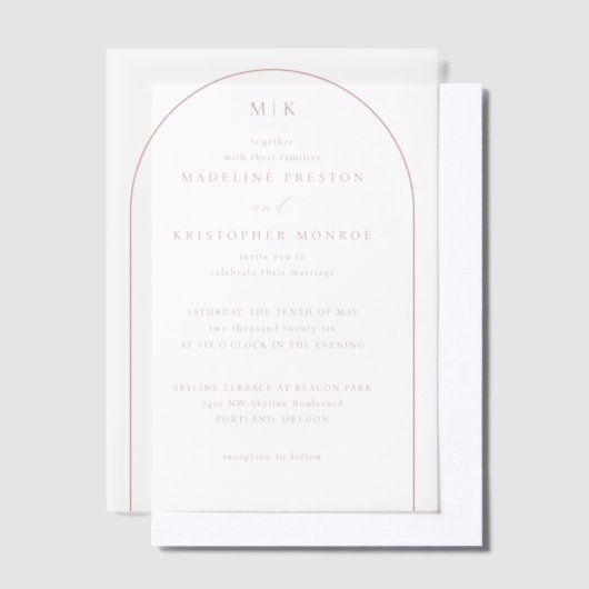 Invitations En Vélin Exquisite Black Calligraphy With Arched Design (Compenser)
