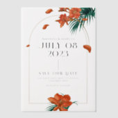 Invitations En Vélin Fancy Tropical Flowers Mariage - Enregistrer La Da (Recto)