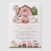 Invitations En Vélin Farm Animals, Cute Animals, Barn, First Birthday (Recto)