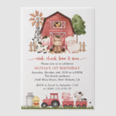 Invitations En Vélin Farm Animals, Cute Animals, Barn, First Birthday (Recto)