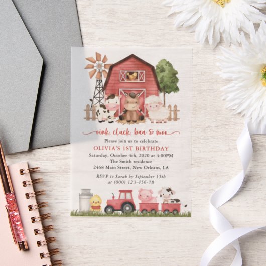 Invitations En Vélin Farm Animals, Cute Animals, Barn, First Birthday (Mariage)
