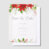Invitations En Vélin Festive Red Christmas Botanical Enregistrer la dat (Compenser)