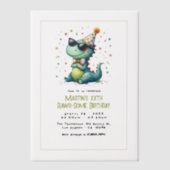 Invitations En Vélin Fête d'anniversaire du cool Three Rex Dinosaur (Recto)