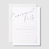 Invitations En Vélin Fête de fiançailles moderne avec écriture noire mi (Compenser)