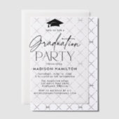 Invitations En Vélin Fête de graduation de script noir moderne (Décalage (Invitation))