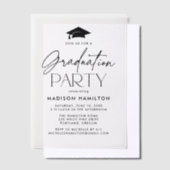 Invitations En Vélin Fête de graduation de script noir moderne (Compenser)