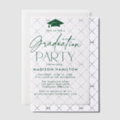 Invitations En Vélin Fête de graduation de script vert moderne (Décalage (Invitation))