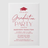 Invitations En Vélin Fête de graduation du Red Script moderne (Recto)