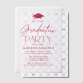 Invitations En Vélin Fête de graduation du Red Script moderne (Décalage (Invitation))