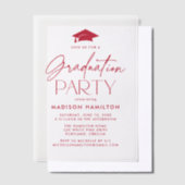 Invitations En Vélin Fête de graduation du Red Script moderne (Compenser)