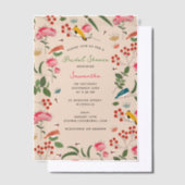 Invitations En Vélin Fête de mariage Floral Dessinés à la Main Oiseaux (Compenser)