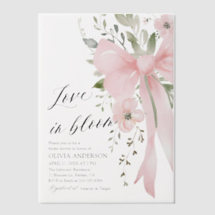 Invitations En Vélin Fête de mariage Floral Ruban Rose