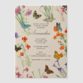Invitations En Vélin Fête de mariage papillons Fleurs aquarelle (Recto)