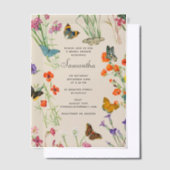 Invitations En Vélin Fête de mariage papillons Fleurs aquarelle (Compenser)
