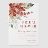 Invitations En Vélin Fête des mariées de Noël rouge hiver (Recto)