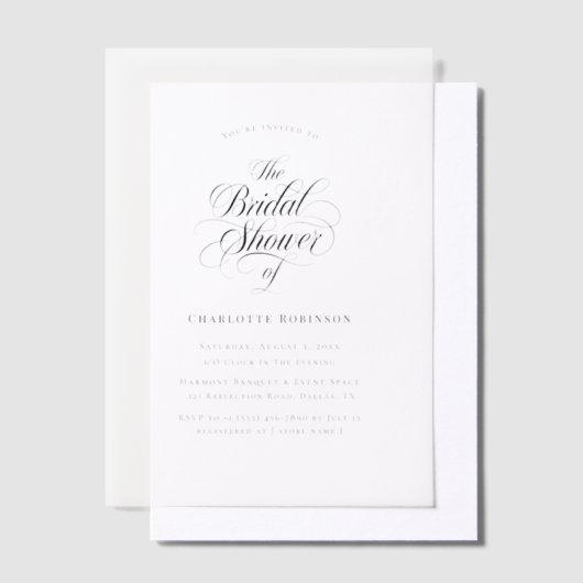 Invitations En Vélin Fête des mariées de script Whimsy Mariage moderne (Compenser)