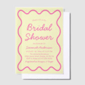 Invitations En Vélin Fête des mariées jaune rose ondulé rétro (Compenser)