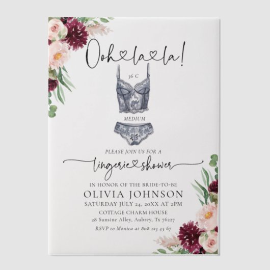 Invitations En Vélin Fête des mariées moderne Ooh la Bra Lingerie (Recto)