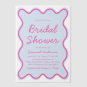 Invitations En Vélin Fête des mariées rose et bleu ondulé moderne (Recto)