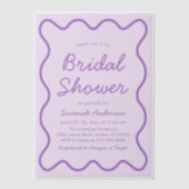 Invitations En Vélin Fête des mariées violette rétro moderne ondulée (Recto)