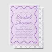 Invitations En Vélin Fête des mariées violette rétro moderne ondulée (Décalage (Invitation))