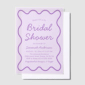 Invitations En Vélin Fête des mariées violette rétro moderne ondulée (Compenser)